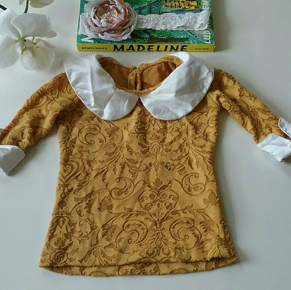 Persnickety Other - Persnickety | Gold Damask Collared Top